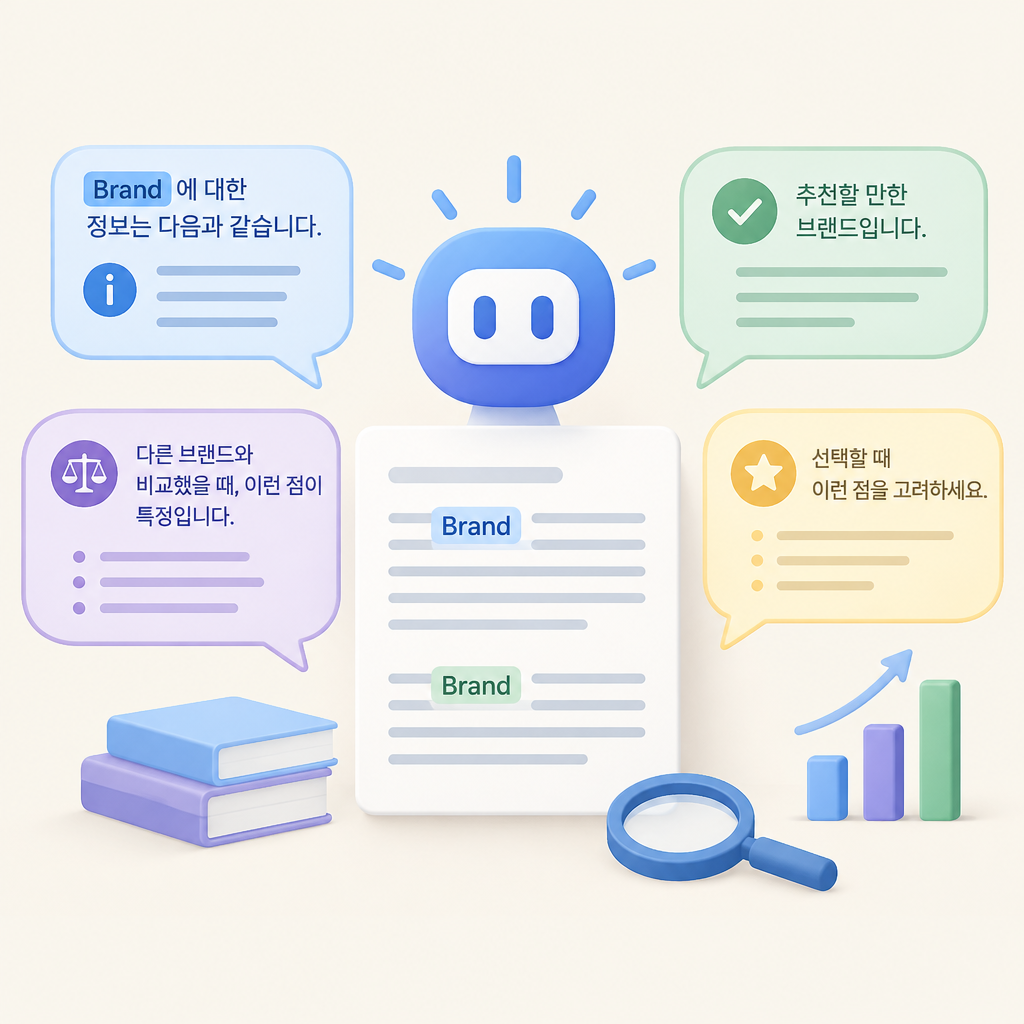 AI 생성 설명 이미지: GEO 마케팅 AI SGAEO | AI 답변의 브랜드 언급과 추천 표현 구분하기