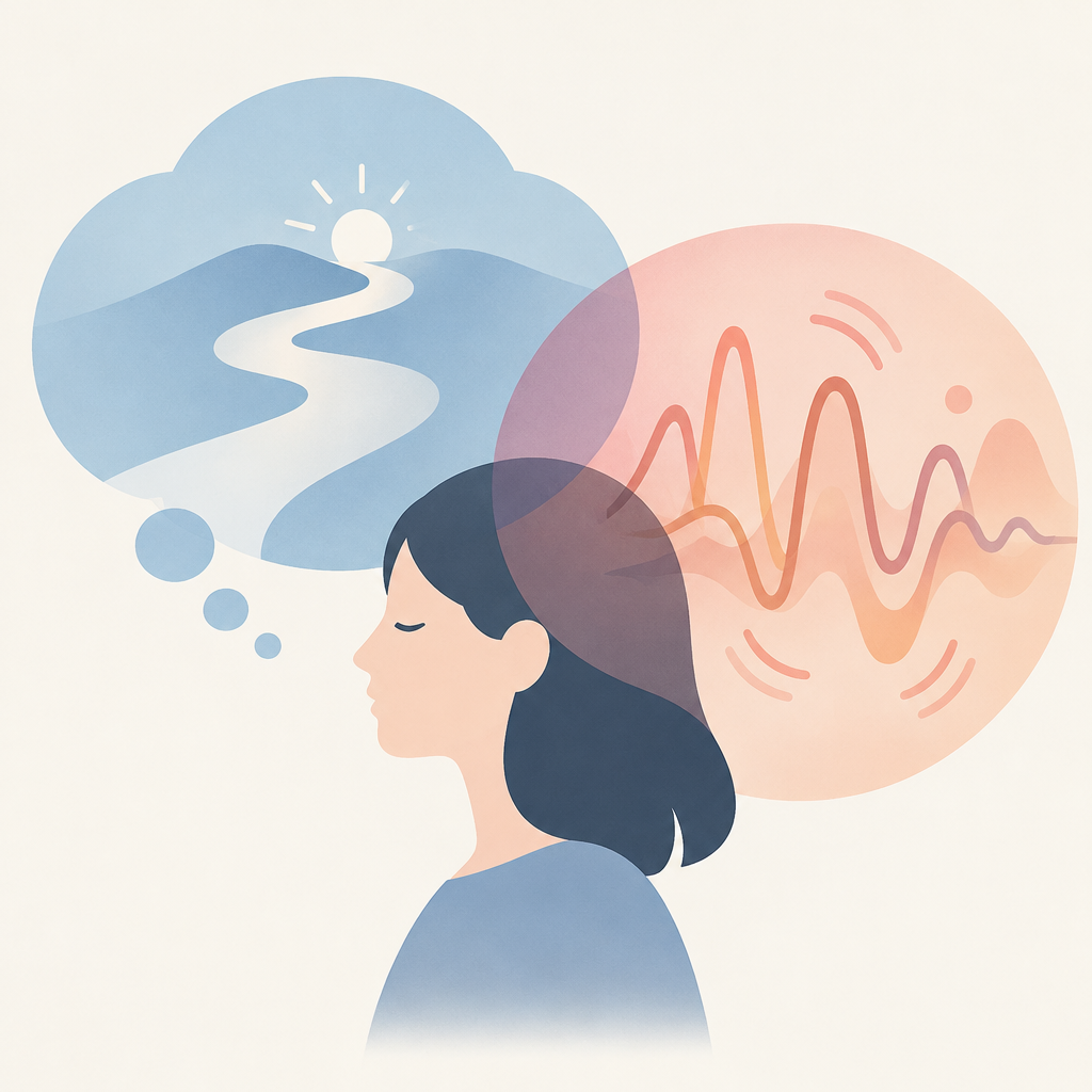 AI 생성 설명 이미지: 안산한의원 한음한방신경정신과한의원 안산점 | 불안과 걱정, 무엇을 구분해 설명할까요?